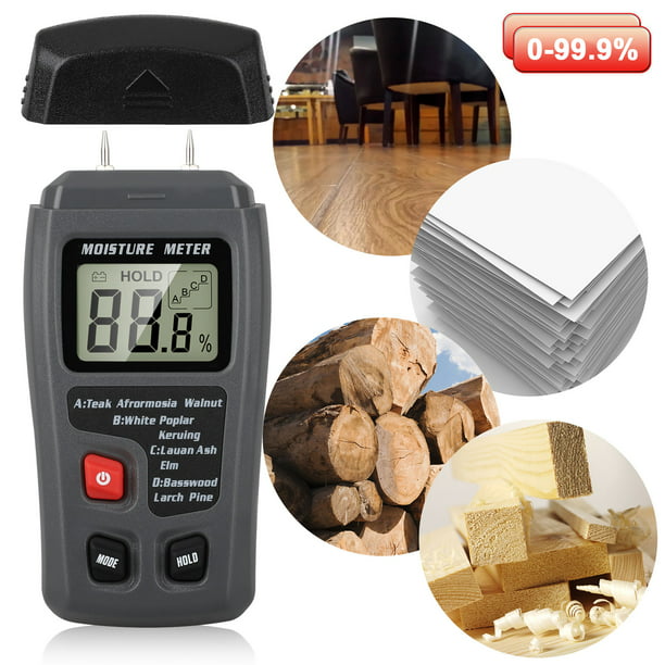LCD Display Digital Wood Moisture Meter Humidity Tester Detector 2 Pins Probes